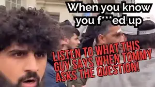 Tommy Robinson Confronts Muslim Protest: Listen to what this guy agrees with!