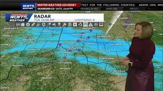Tracking snow moving through Cincinnati