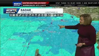 Tracking snow system moving through Cincinnati
