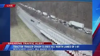 Tractor-trailer crash causing delays