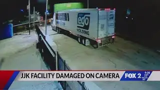 Tractor-trailer crash damages gate at wrestling facility