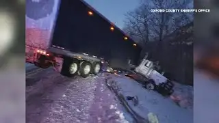 Tractor trailer damaged in Oxford County crash