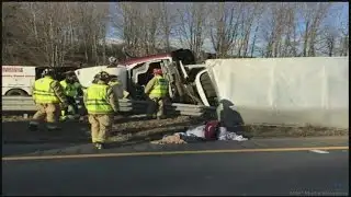 Tractor trailer rollover caused heavy traffic on the Mass Pike