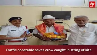 Traffic constable saves crow caught in string of kite
