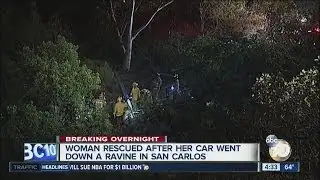 Trapped driver rescued after car goes down San Carlos ravine