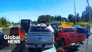 "Traumatized": Pepper-spray attack in suspected road rage captured on dashcam