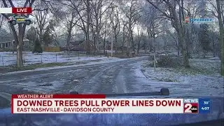 Trees pull power lines down in East Nashville