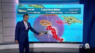 Tropical Storm Melissa continues moving west, track still uncertain