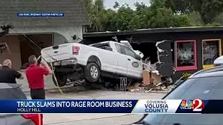 Truck crashes into rage room in Holly Hill