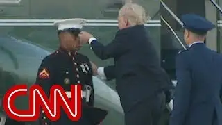 Trump stops to retrieve Marine