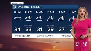 Tuesday Late PM Forecast: Clouds clearing, cold
