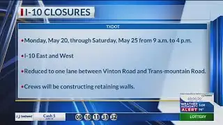 TxDOT road closures for week of May 18, 2024