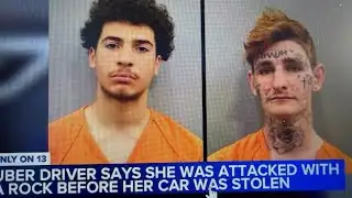 Uber driver says she was attacked with a rock before her car was stolen. 