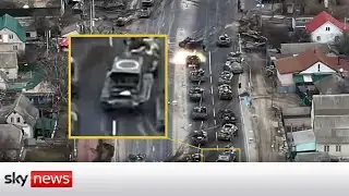 Ukraine War: Dramatic drone footage shows Russian convoy 