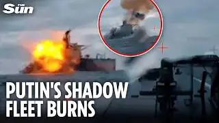 Ukrainian sea drones BLOW UP another Russian 