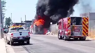 Up-close footage shows LAFD crews battle fatal RV fire