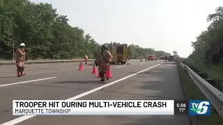 UPDATE: MSP trooper struck during multi-vehicle crash in Marquette Township Wednesday
