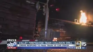Valley firefighter train collision drill
