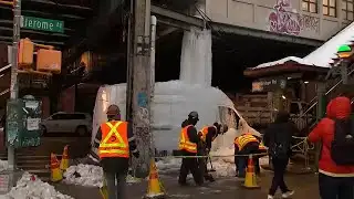 Van encased in ice after parking under leaky pipe in Bronx