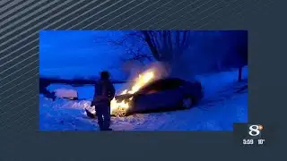 Vehicle completely destroyed after a fire in Vernon County