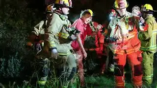 Vehicle Plunges Off Topanga Canyon Into Ditch