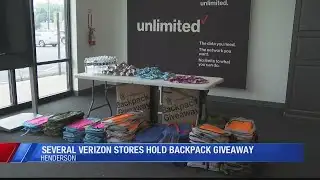 Verizon stores hold backpack giveaway