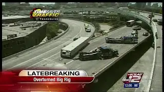 Video: Big rig overturns at Finesilver curve
