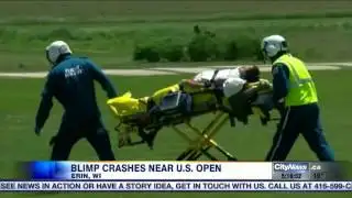 Video: Blimp pilot suffers serious burns in crash