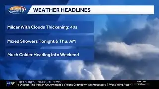 Video: Milder temperatures; mixed showers possible tonight
