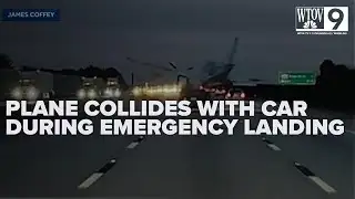 Video: Plane lands on vehicle during rush hour on interstate