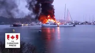 Video shows B.C. fire that fire sank three yachts worth millions