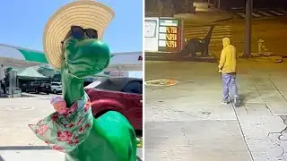 Video shows man stealing beloved Sinclair gas station dinosaur