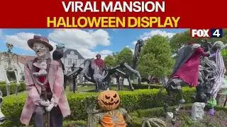 Viral mansion attracts attention with Halloween display