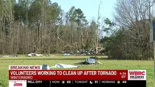Volunteers working to clean up after tornado in Winterboro
