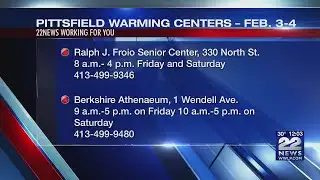 Warming centers available in Pittsfield, Northampton