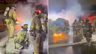 WATCH: Plano firemen fight Tesla garage fire