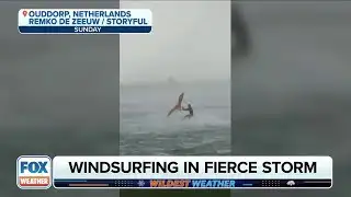 Watch: Windsurfer Battles 100 MPH Storm Eunice Winds