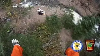Watch woman rescued from fall by helicopter crew