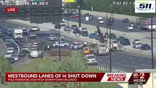 Westbound lanes at Interstate 4 in Orlando closed