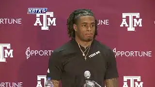 Will Lee III speaks prior to Texas A&M spring practice