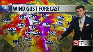 Wind gusts will continue to near 100 mph on Sunday