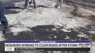 Winston-Salem neighbors clear road after winter storm