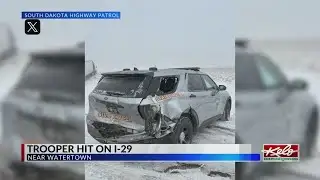 Winter weather impacting KELOLAND: Trooper car hit on I-29