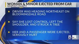 Woman & minor ejected from car in Genesee County crash