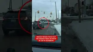 Woman tosses TRASH right in front of a COP
