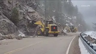 Work continues on rockslide blocking Idaho Highway 21