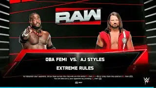WWE 2K25 FULL MATCH: - Oba Femi vs. AJ Styles - Extreme Rules Showdown!